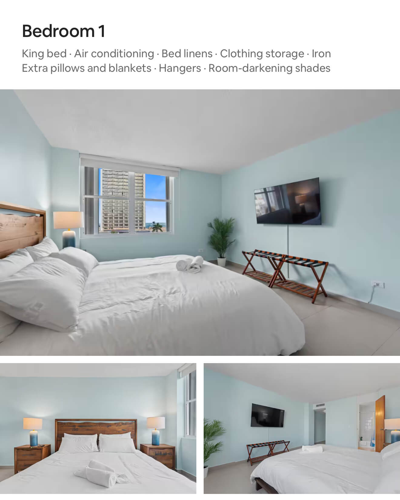 Vacation rental listing editor showing room-level amenities and sleeping arrangements